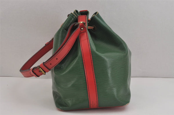 Authentic Louis Vuitton Epi Petit Noe Bi-color Green x Red Drawstring Bag 6061J