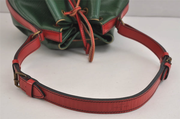 Authentic Louis Vuitton Epi Petit Noe Bi-color Green x Red Drawstring Bag 6061J