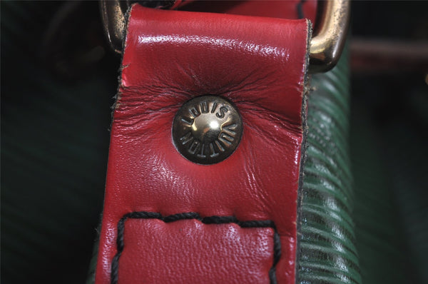 Authentic Louis Vuitton Epi Petit Noe Bi-color Green x Red Drawstring Bag 6061J