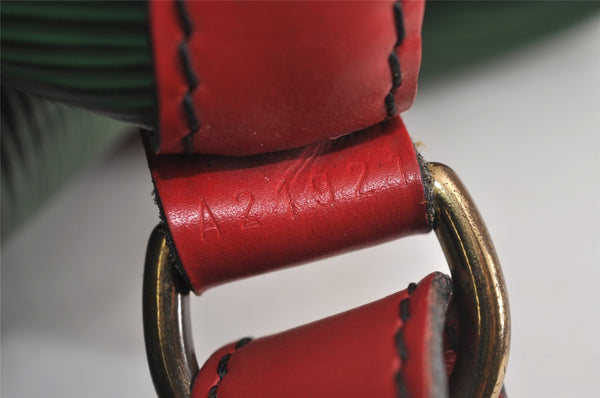 Authentic Louis Vuitton Epi Petit Noe Bi-color Green x Red Drawstring Bag 6061J