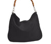 Authentic GUCCI Vintage Bamboo Shoulder Tote Bag Nylon Leather Black 6062K