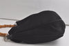 Authentic GUCCI Vintage Bamboo Shoulder Tote Bag Nylon Leather Black 6062K