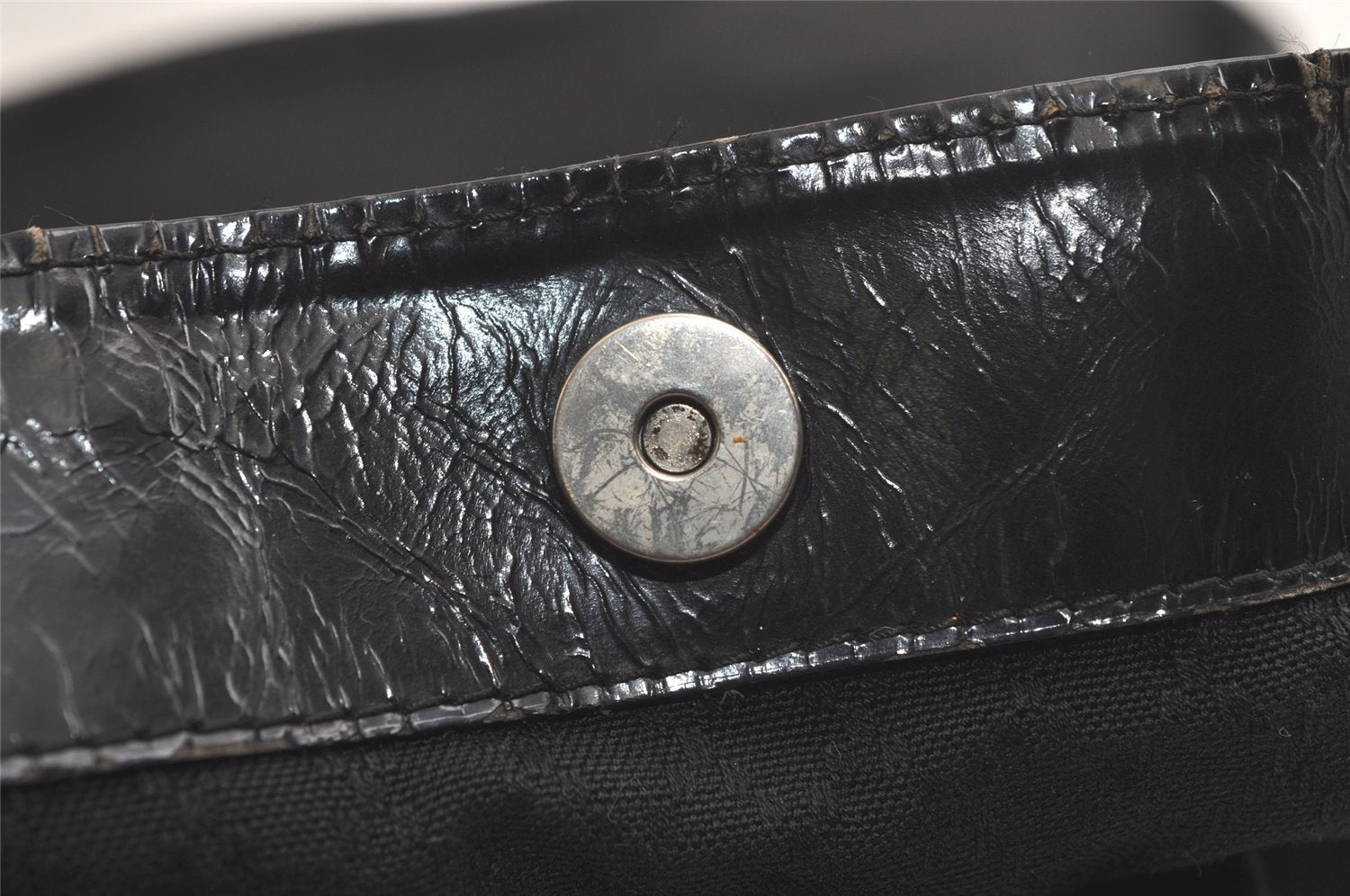 Authentic GUCCI Vintage Bamboo Shoulder Tote Bag Nylon Leather Black 6062K