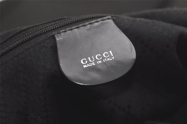 Authentic GUCCI Vintage Bamboo Shoulder Tote Bag Nylon Leather Black 6062K