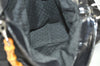Authentic GUCCI Vintage Bamboo Shoulder Tote Bag Nylon Leather Black 6062K