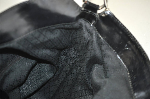 Authentic GUCCI Vintage Bamboo Shoulder Tote Bag Nylon Leather Black 6062K