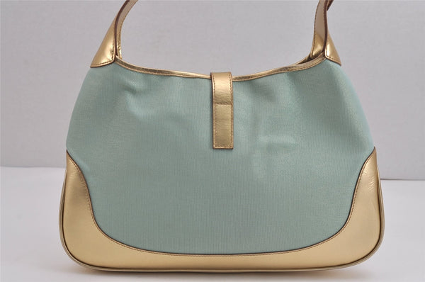Authentic GUCCI Sherry Line Jackie Shoulder Bag Canvas Leather Light Blue 6067J