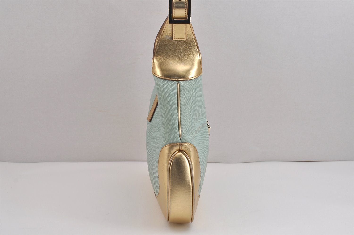 Authentic GUCCI Sherry Line Jackie Shoulder Bag Canvas Leather Light Blue 6067J