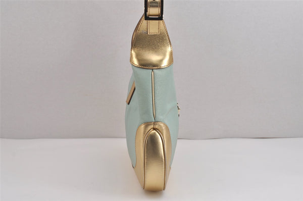 Authentic GUCCI Sherry Line Jackie Shoulder Bag Canvas Leather Light Blue 6067J