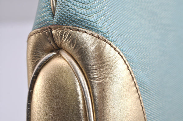 Authentic GUCCI Sherry Line Jackie Shoulder Bag Canvas Leather Light Blue 6067J