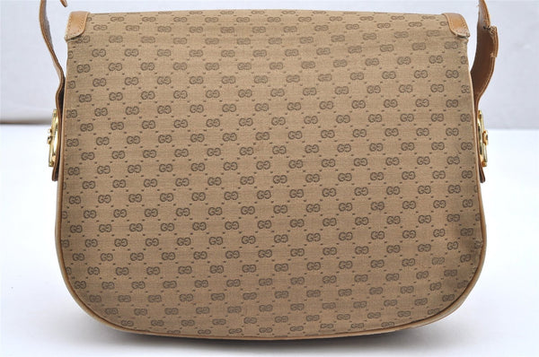 Authentic GUCCI Micro GG Canvas Leather Shoulder Cross Body Bag Brown 6067K