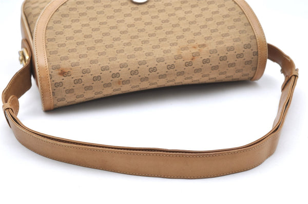 Authentic GUCCI Micro GG Canvas Leather Shoulder Cross Body Bag Brown 6067K