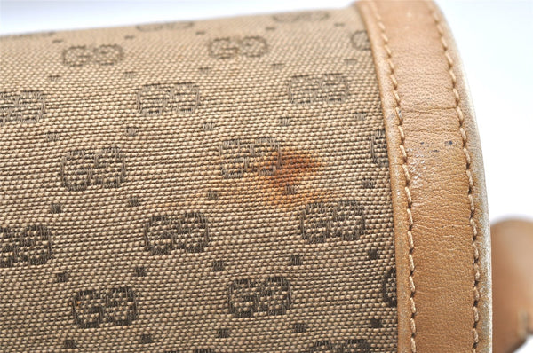 Authentic GUCCI Micro GG Canvas Leather Shoulder Cross Body Bag Brown 6067K