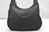 Authentic GUCCI Vintage Bamboo Shoulder Hand Bag Nylon Leather Black 6068K