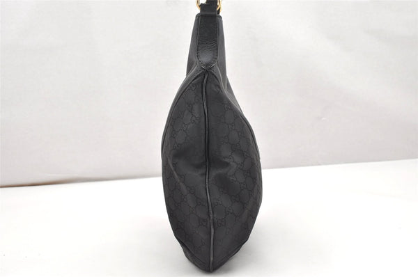 Authentic GUCCI Vintage Bamboo Shoulder Hand Bag Nylon Leather Black 6068K