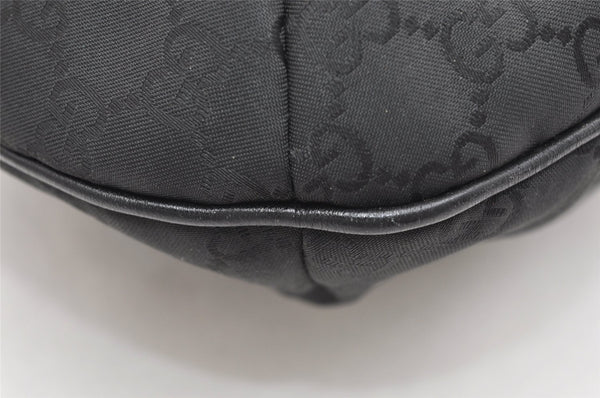 Authentic GUCCI Vintage Bamboo Shoulder Hand Bag Nylon Leather Black 6068K