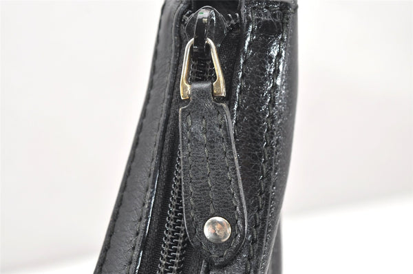 Authentic GUCCI Vintage Bamboo Shoulder Hand Bag Nylon Leather Black 6068K