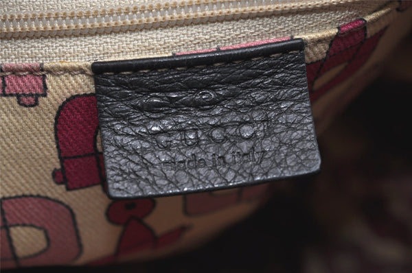 Authentic GUCCI Vintage Bamboo Shoulder Hand Bag Nylon Leather Black 6068K