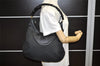 Authentic GUCCI Vintage Bamboo Shoulder Hand Bag Nylon Leather Black 6068K