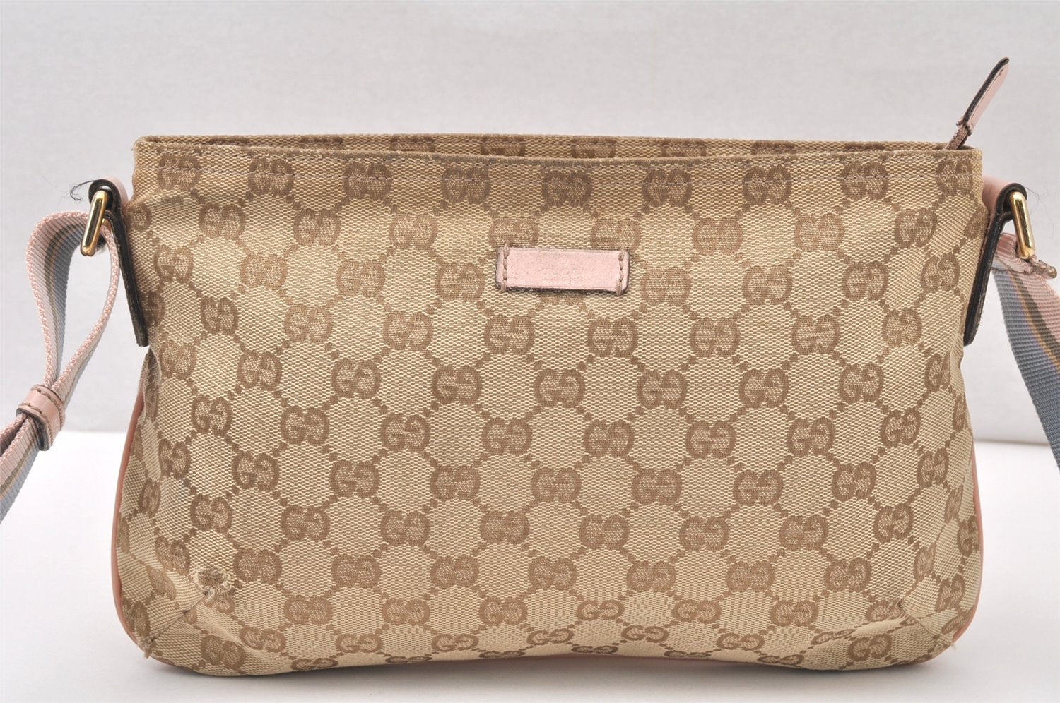 Authentic GUCCI Shoulder Cross Body Bag GG Canvas Leather 189749 Beige 6069K