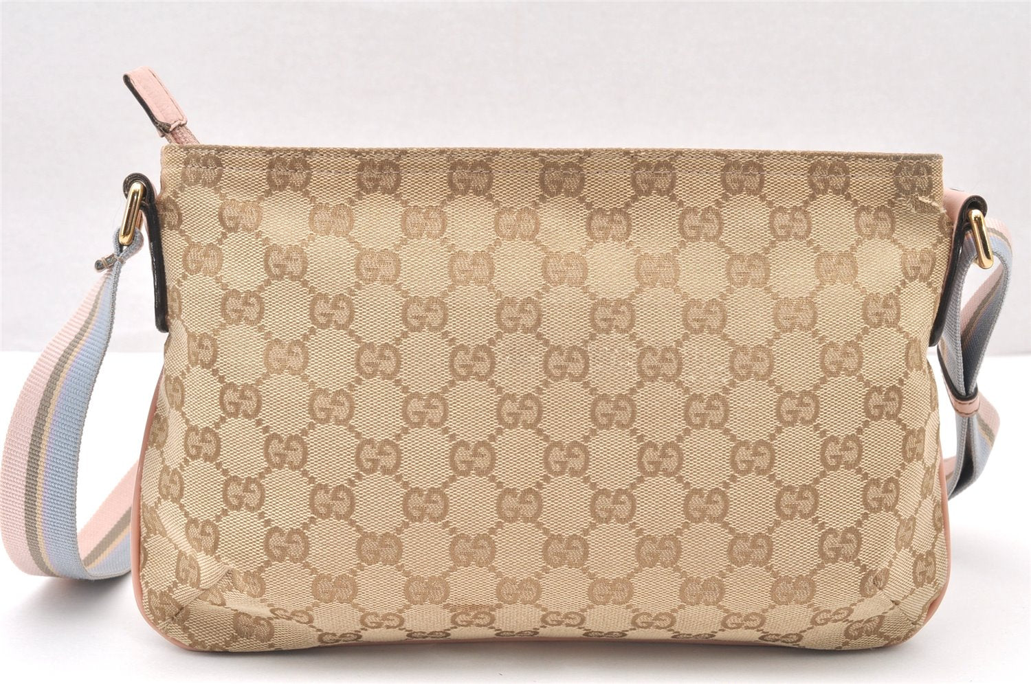 Authentic GUCCI Shoulder Cross Body Bag GG Canvas Leather 189749 Beige 6069K