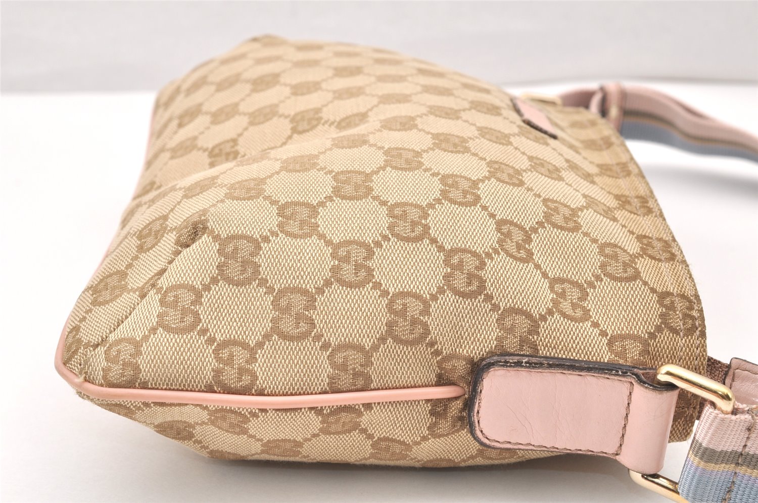Authentic GUCCI Shoulder Cross Body Bag GG Canvas Leather 189749 Beige 6069K