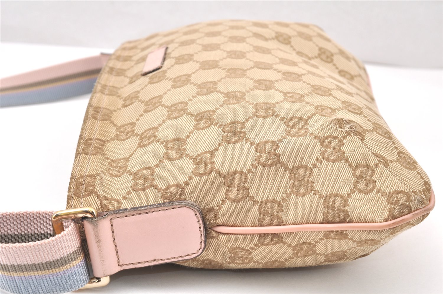 Authentic GUCCI Shoulder Cross Body Bag GG Canvas Leather 189749 Beige 6069K