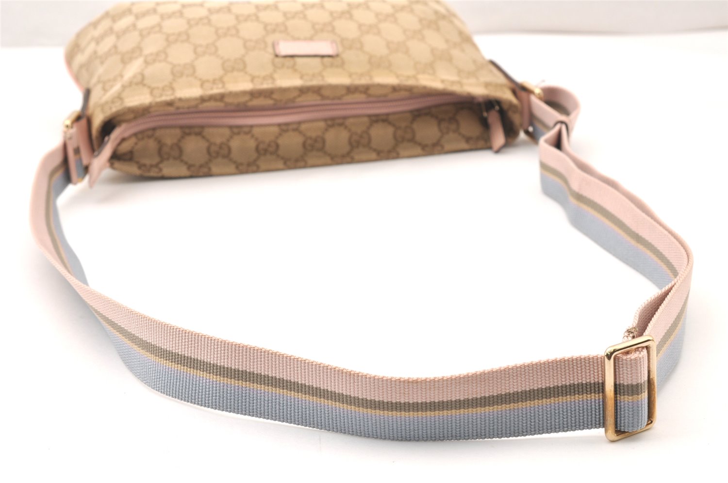 Authentic GUCCI Shoulder Cross Body Bag GG Canvas Leather 189749 Beige 6069K