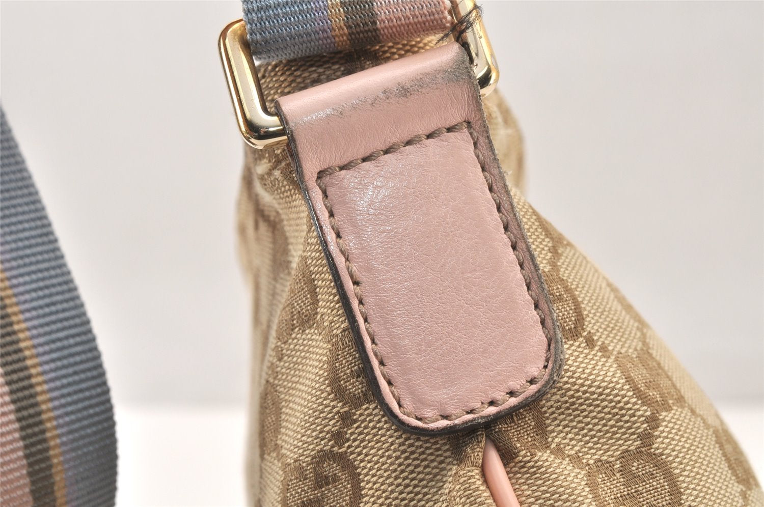 Authentic GUCCI Shoulder Cross Body Bag GG Canvas Leather 189749 Beige 6069K