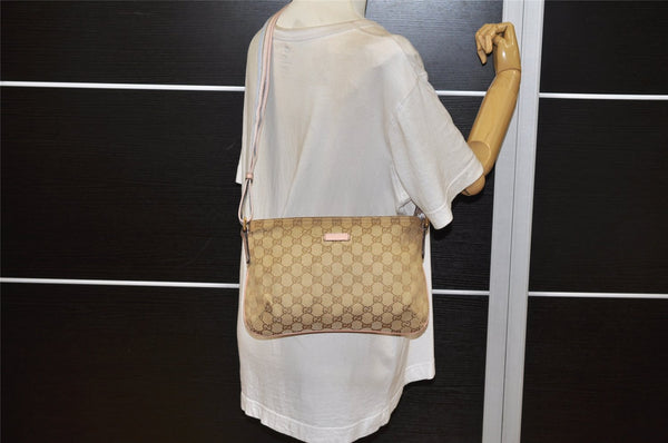 Authentic GUCCI Shoulder Cross Body Bag GG Canvas Leather 189749 Beige 6069K