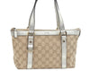 Authentic GUCCI Abbey Shoulder Tote Bag GG Canvas Leather 141471 Beige 6070J