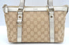 Authentic GUCCI Abbey Shoulder Tote Bag GG Canvas Leather 141471 Beige 6070J
