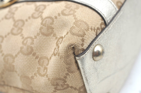 Authentic GUCCI Abbey Shoulder Tote Bag GG Canvas Leather 141471 Beige 6070J