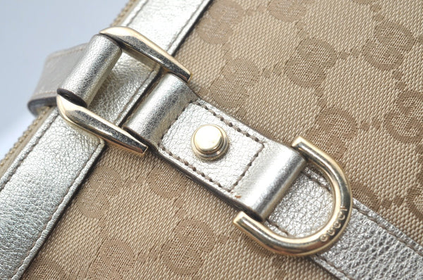 Authentic GUCCI Abbey Shoulder Tote Bag GG Canvas Leather 141471 Beige 6070J