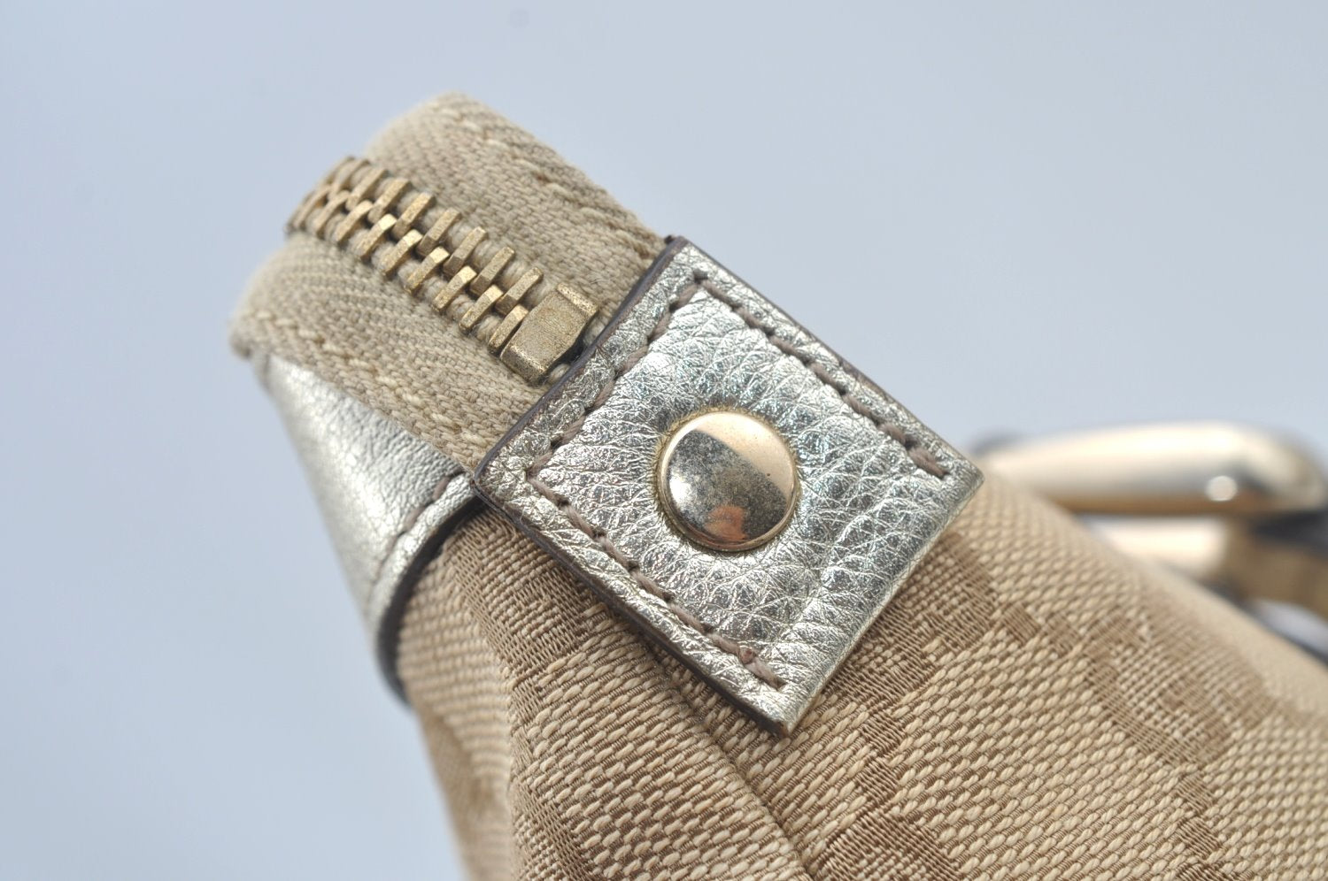 Authentic GUCCI Abbey Shoulder Tote Bag GG Canvas Leather 141471 Beige 6070J