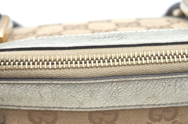 Authentic GUCCI Abbey Shoulder Tote Bag GG Canvas Leather 141471 Beige 6070J