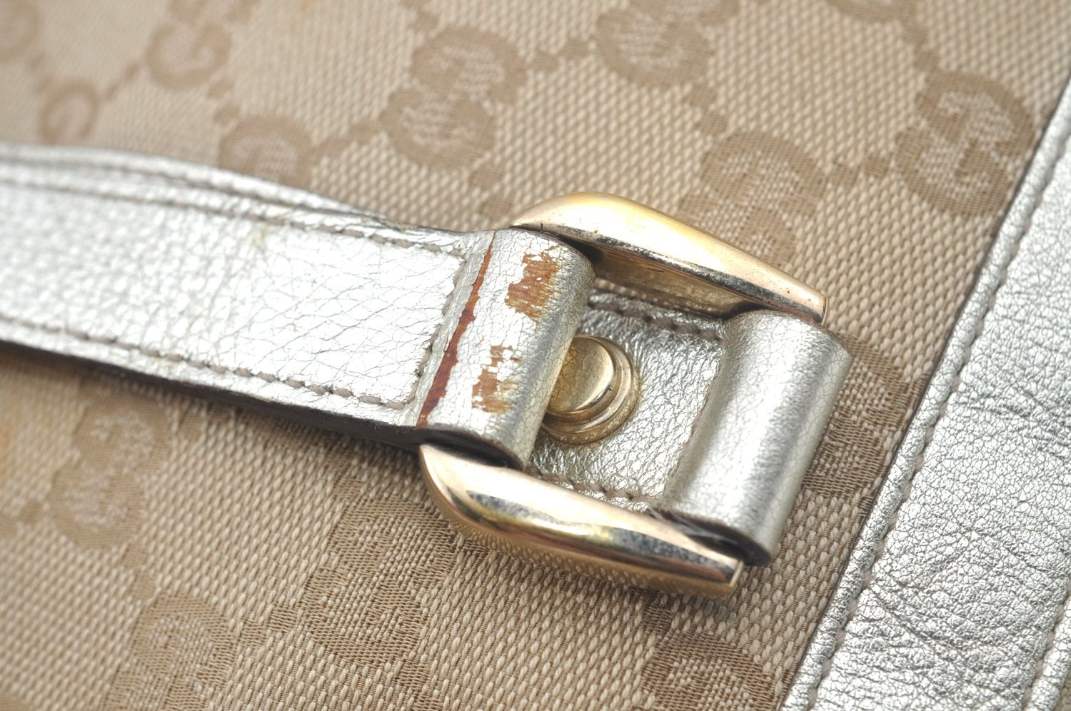 Authentic GUCCI Abbey Shoulder Tote Bag GG Canvas Leather 141471 Beige 6070J