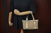 Authentic GUCCI Abbey Shoulder Tote Bag GG Canvas Leather 141471 Beige 6070J