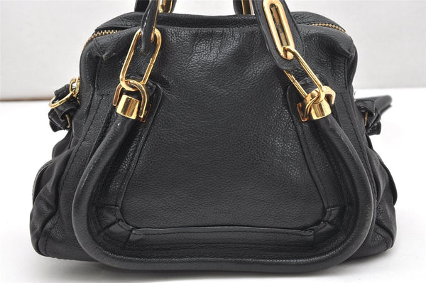 Authentic Chloe Paraty Small 2Way Shoulder Hand Bag Purse Leather Black 6070K