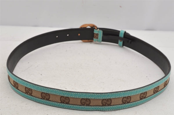 Auth GUCCI Interlocking G Belt GG Canvas Leather 85cm 33.5" 114874 Brown 6071J