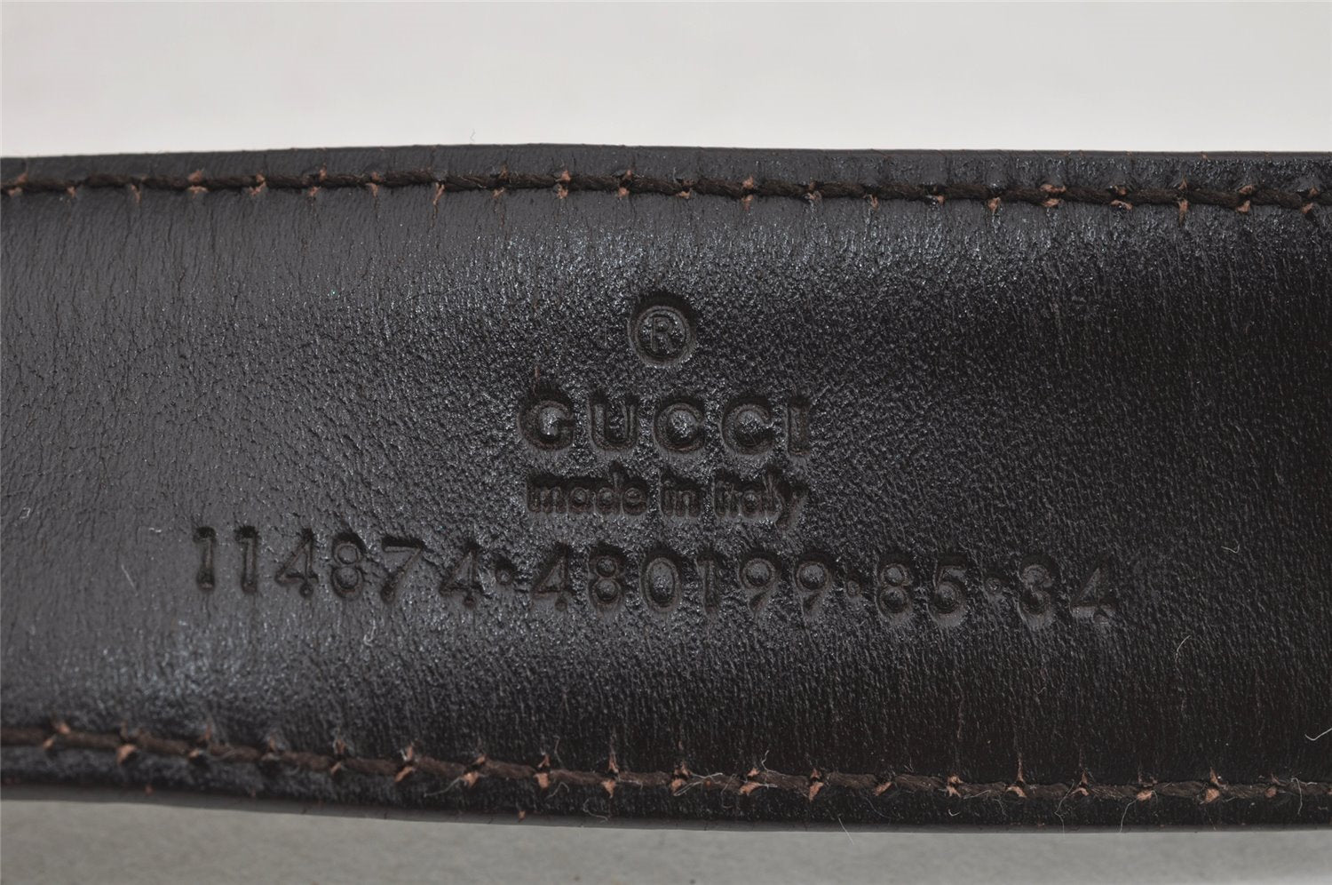 Auth GUCCI Interlocking G Belt GG Canvas Leather 85cm 33.5