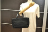 Authentic PRADA Vintage Knit Leather Shoulder Hand Bag Purse Black 6073K