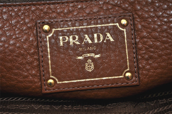 Authentic PRADA Vintage Leather 2Way Shoulder Hand Tote Bag Brown 6074K