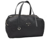 Authentic PRADA Vintage Nylon Tessuto Leather Hand Boston Bag Purse Black 6075K