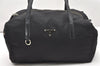 Authentic PRADA Vintage Nylon Tessuto Leather Hand Boston Bag Purse Black 6075K