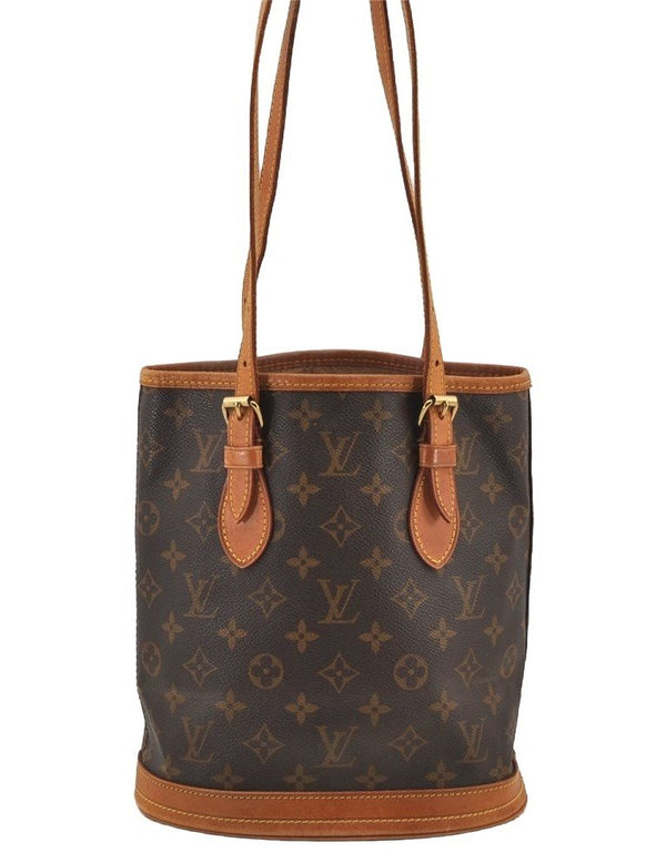 Authentic Louis Vuitton Monogram Bucket PM Shoulder Tote Bag M42238 Junk 6076J