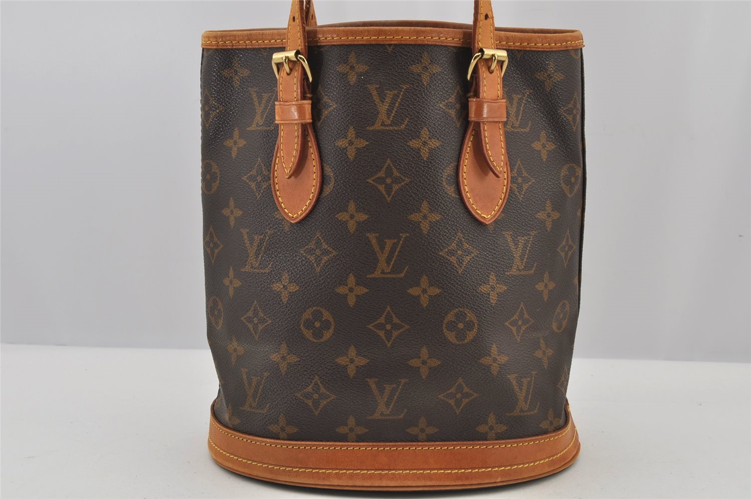 Authentic Louis Vuitton Monogram Bucket PM Shoulder Tote Bag M42238 Junk 6076J