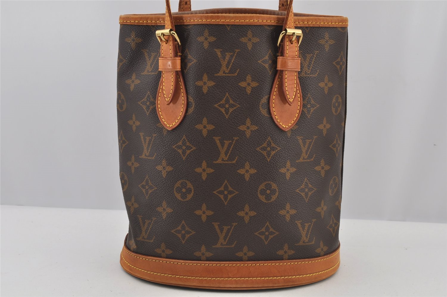 Authentic Louis Vuitton Monogram Bucket PM Shoulder Tote Bag M42238 Junk 6076J