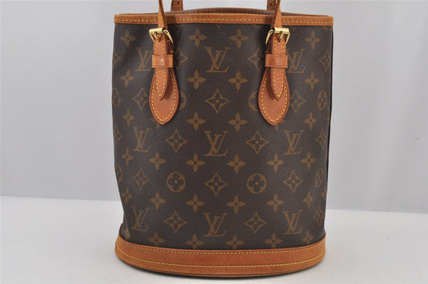 Authentic Louis Vuitton Monogram Bucket PM Shoulder Tote Bag M42238 Junk 6076J