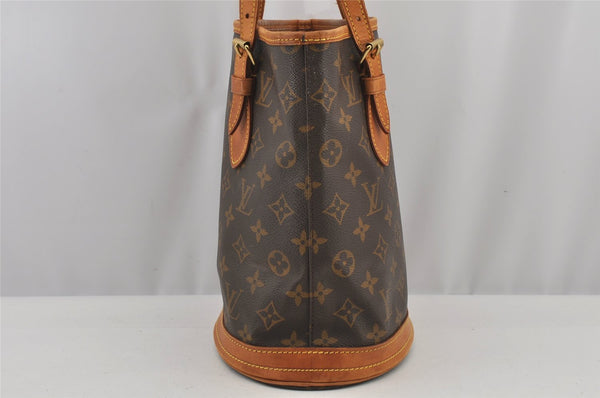 Authentic Louis Vuitton Monogram Bucket PM Shoulder Tote Bag M42238 Junk 6076J